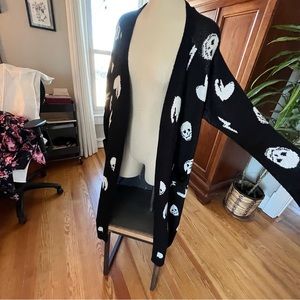 Lightly worn duster length skull cardigan